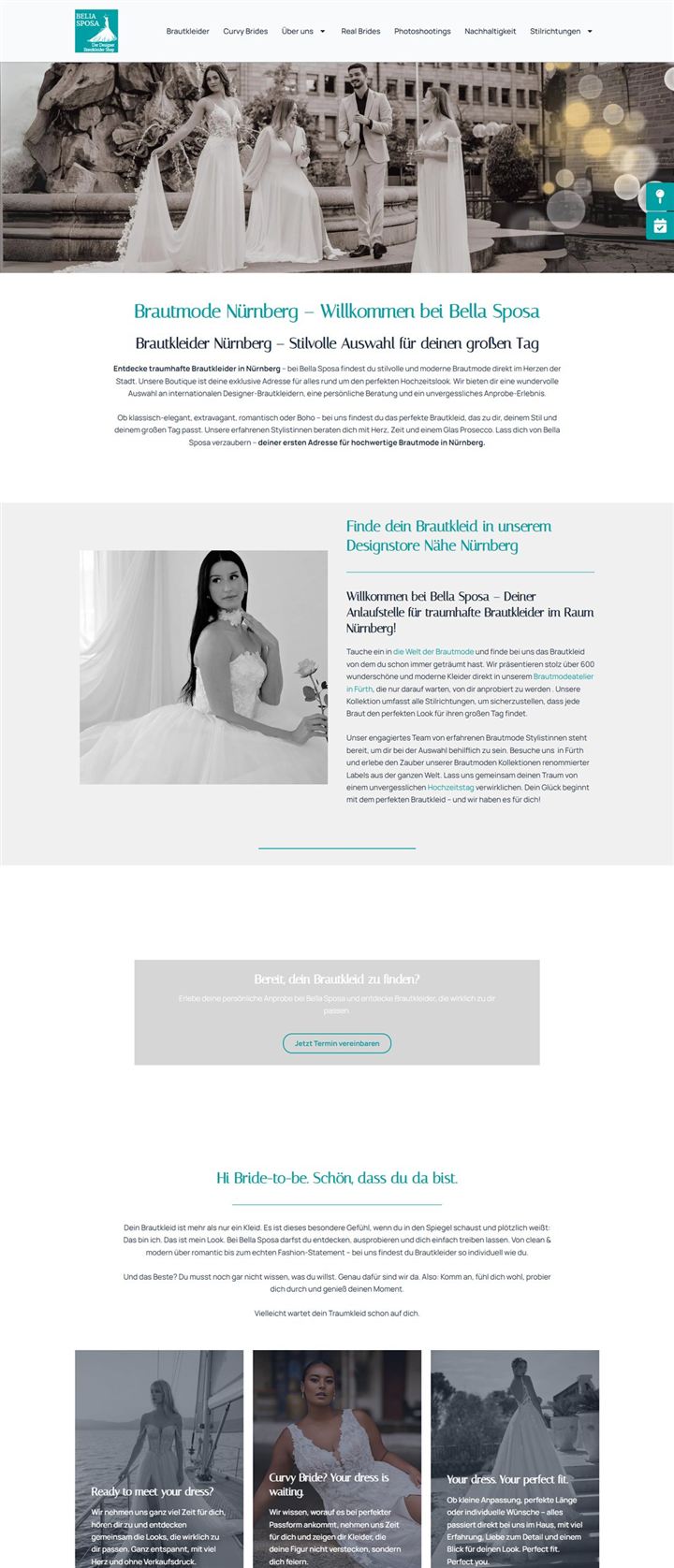 Website von Bella Sposa, Brautmode in Fürth