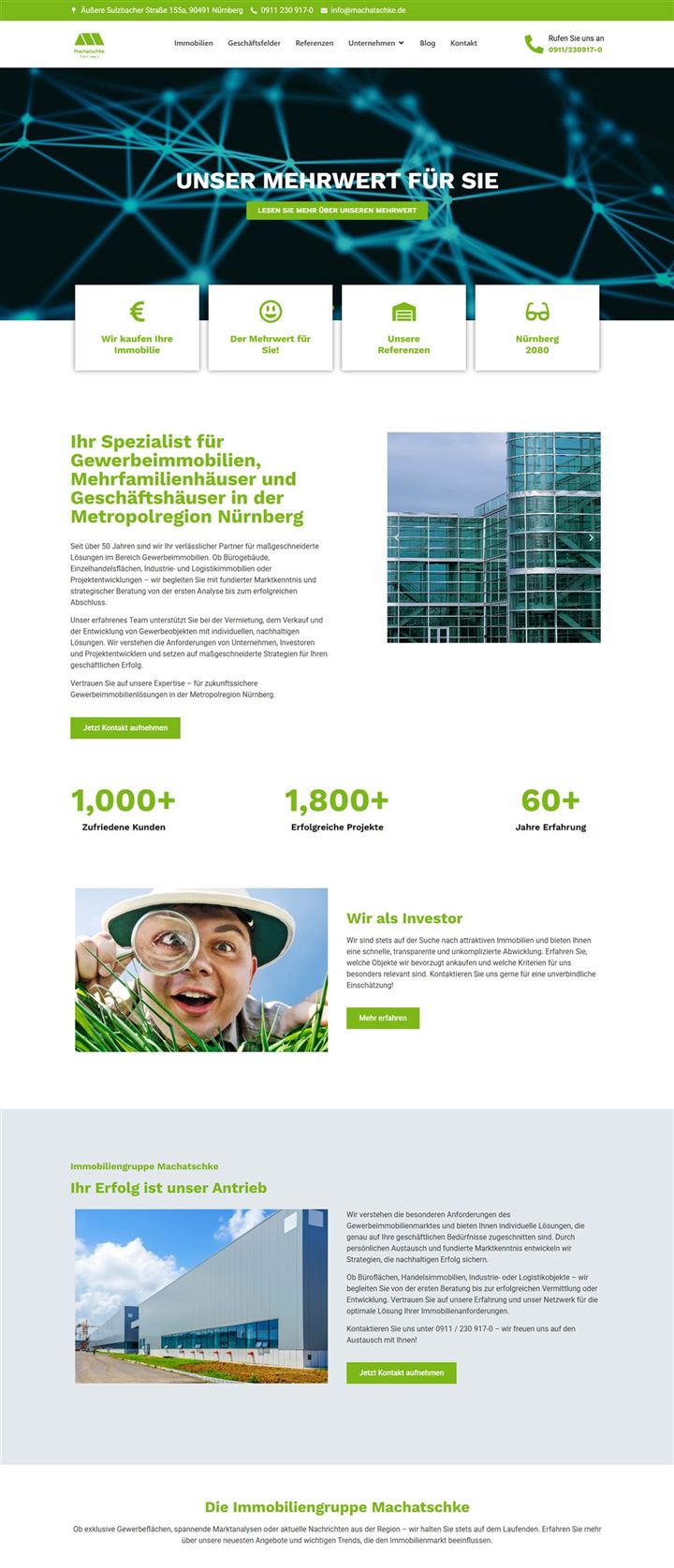Website von Machatschke Immobilien, Nürnberg