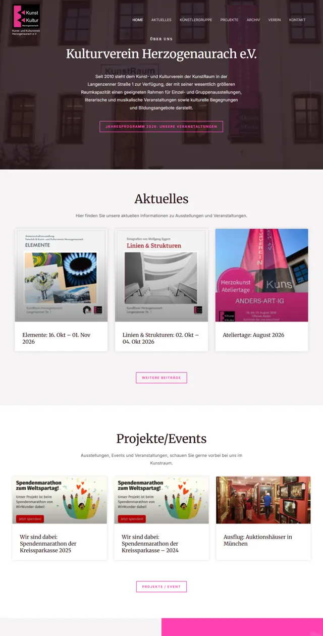 Website Kunst- und Kulturverein