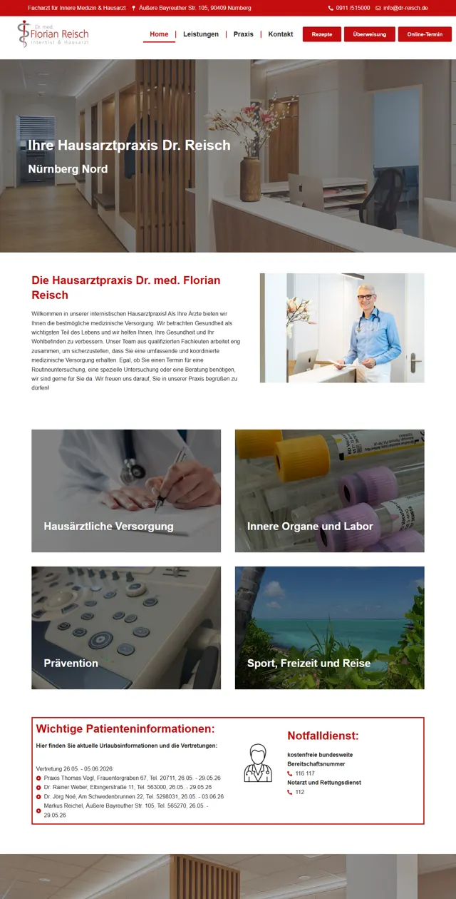 Website der Hausarztpraxis Dr. Reisch